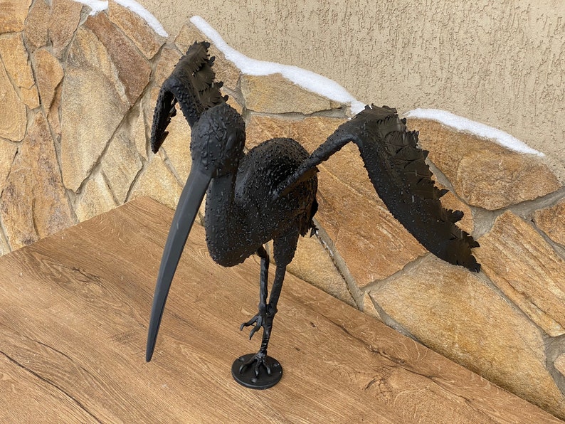 Ibis, garden sculpture, gate decor, iron gift, garden bird, gate topper, iron gift, hand forged bird, birdie,bird lover,sculpture,steel gift image 5