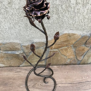Mother's day gift, forged rose, birthday gift for her, iron rose, iron anniversary gift for her, metal sculpture, wedding anniversary gift image 6