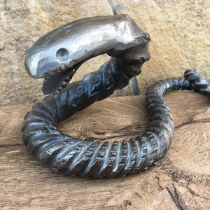 Iron snake, hand forged snake, metal snake, steel snake, home decor ideas, home decor gifts, cool gifts, wooden gifts, glass gifts, snake