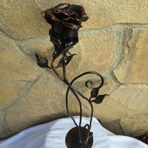 Metal rose, iron rose, forged rose, wrought iron rose, steel rose, hand forged rose, hand made rose, rose sculpture, iron rose gift,her rose