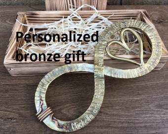 Bronzen oneindigheidsteken, bronzen cadeau, oneindigheidsteken, bronzen cadeau voor vrouw, bronzen cadeau voor vrouwen, 8e verjaardagscadeau, bronzen jubileum, brons