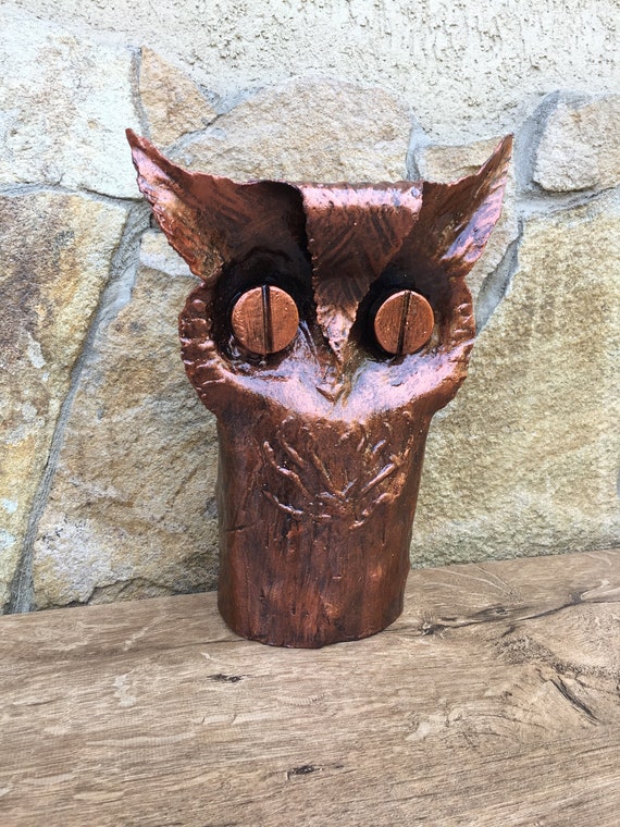 Hand owl metal owl owl sculpture owl metal art owl Etsy