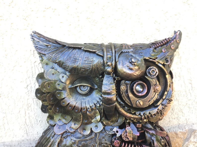 Steampunk owl, steampunk bird, metal sculpture, steampunk figurine,junk art,steampunk art,industrial art,steampunk gift,steam punk,steampunk image 4