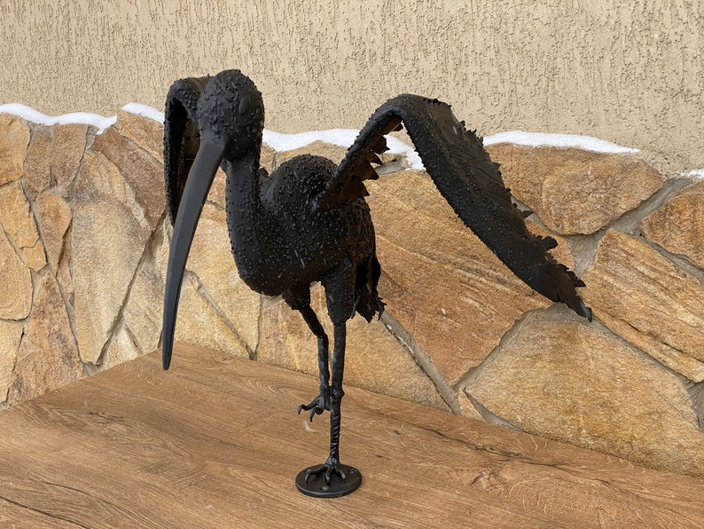 Ibis, garden sculpture, gate decor, iron gift, garden bird, gate topper, iron gift, hand forged bird, birdie,bird lover,sculpture,steel gift image 8