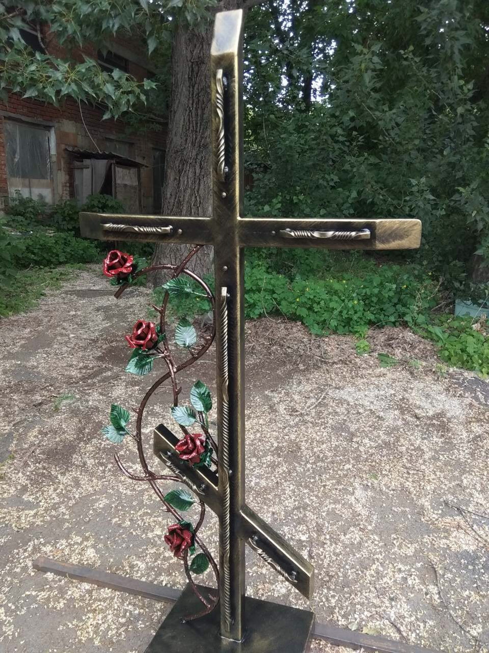 Croix En Bronze Pour Pierre Tombale - Hauteur 25 Cm, Finition Brillante, Résistante Aux Intempéries Pour Extérieur
