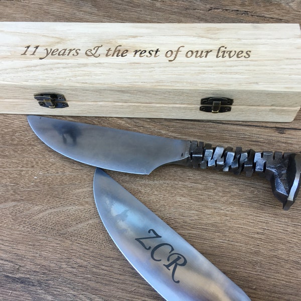 11th anniversary steel, 11th anniversary for him, 11th anniversary gift, 11th anniversary steel gift, steel gifts, railroad spike knife