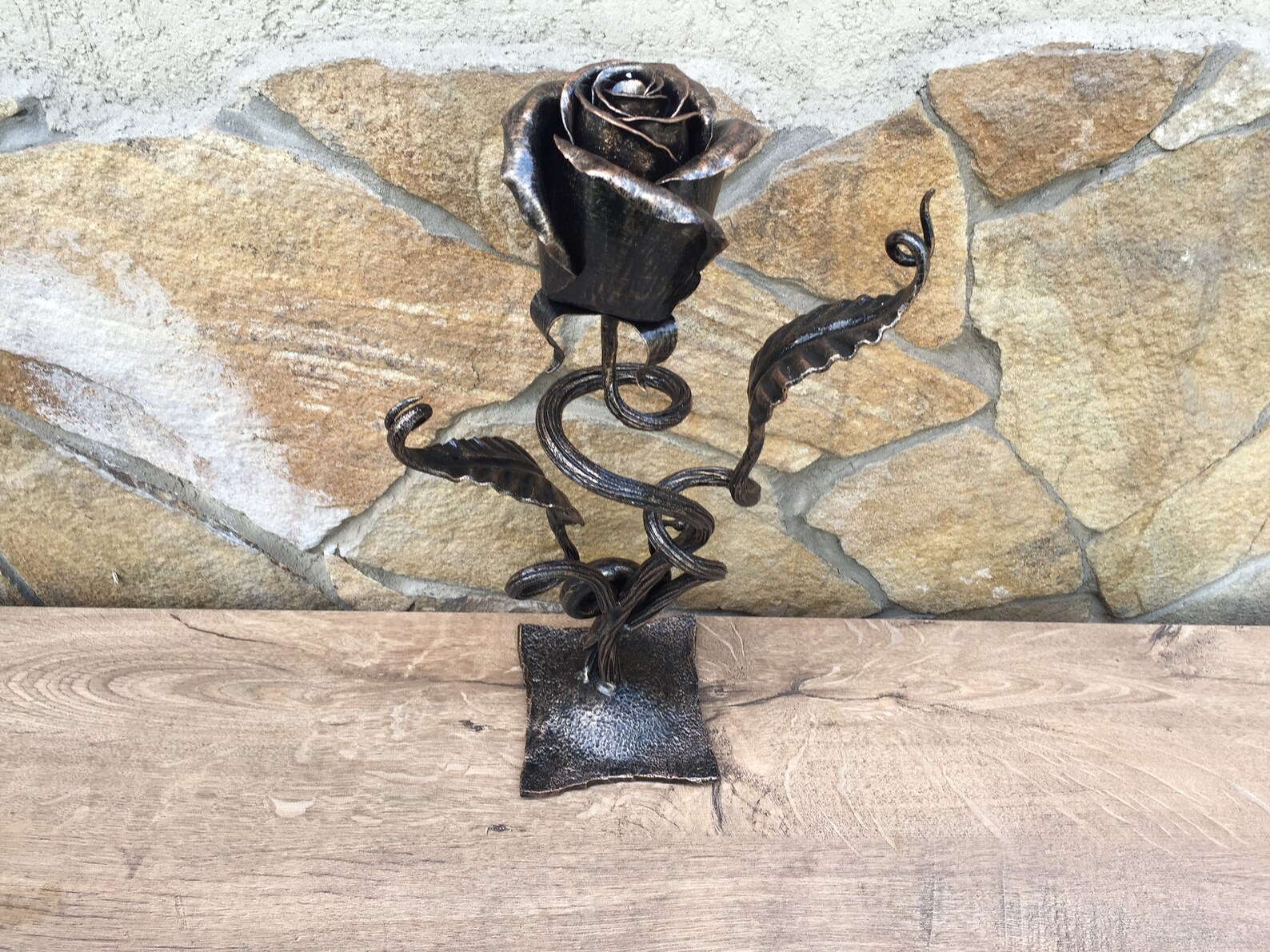 Rose éternelle En Métal Noir – Décoration Romantique Maison, Cadeau Fait Main