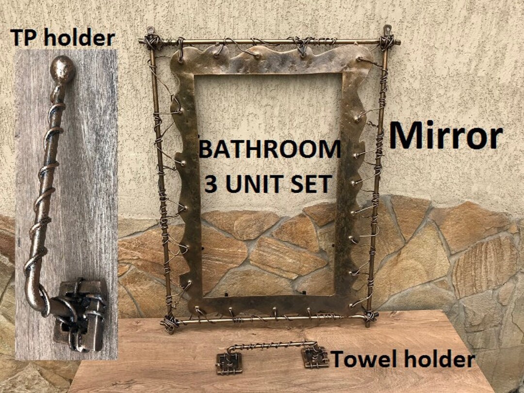 Bathroom Set, Mirror Frame, Towel Rack, TP Holder, Bathroom Decor ...