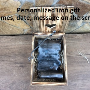 Pergamena di ferro, regalo di ferro personalizzato, 6° anniversario, regalo per l&#39;anniversario di ferro, 6° anniversario, regalo per l&#39;anniversario di matrimonio, regali di ferro per lei