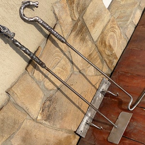 Stainless steel fire poker, fire poker, ash remover, hook, BBQ, firewood, dragon, fireplace tool, fire pit, BBQ, steel gift, grilling gift