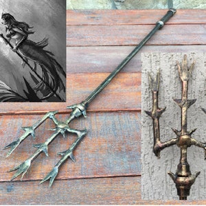 Tridente di Poseidone, tridente di Poseidone, tridente sirena, tridente di Nettuno, tridente forgiato a mano, cosplay,cartone animato,compleanno,arredamento dell'oceano,groomsman