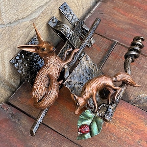 Latch, door latch, fox, nature, birthday, door handle, gate latch, lock, Christmas, barn, forest, animal, yard, turn drop bar latch, garden