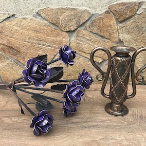 Iron bouquet in a vase, 6th anniversary gift, iron gifts, iron anniversary, hand forged rose, metal sculpture, metal rose, iron gift for her