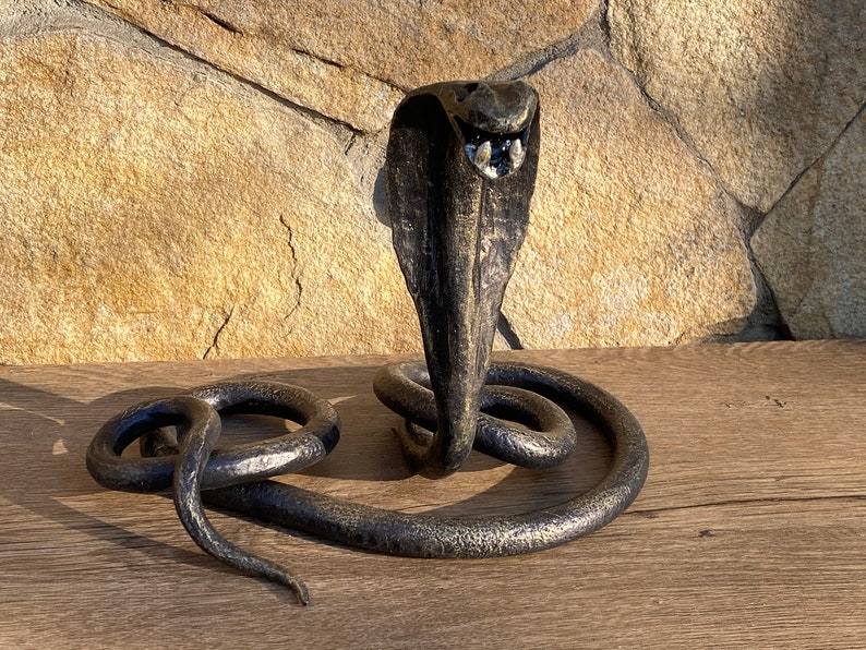 Iron Snake Iron Cobra Handforged Snake Cobra Sculptureiron | Etsy