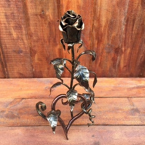 Iron rose, metal rose, steel rose, wedding anniversary, anniversary gift, steampunk, gift for her, metal statue, metal sculpture,forged rose