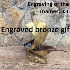 Bronze ship, bronze gift, wedding gifts, 8th anniversary gift, brides gift, bronze anniversary gift, bridesmaid gift, bronze gift for him