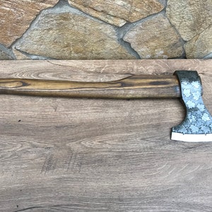 Medieval axe, viking axe, iron gift for him, camping, hiking, hunting, mens gifts, chopping axe, gifts for men, Canadian leaf image 10