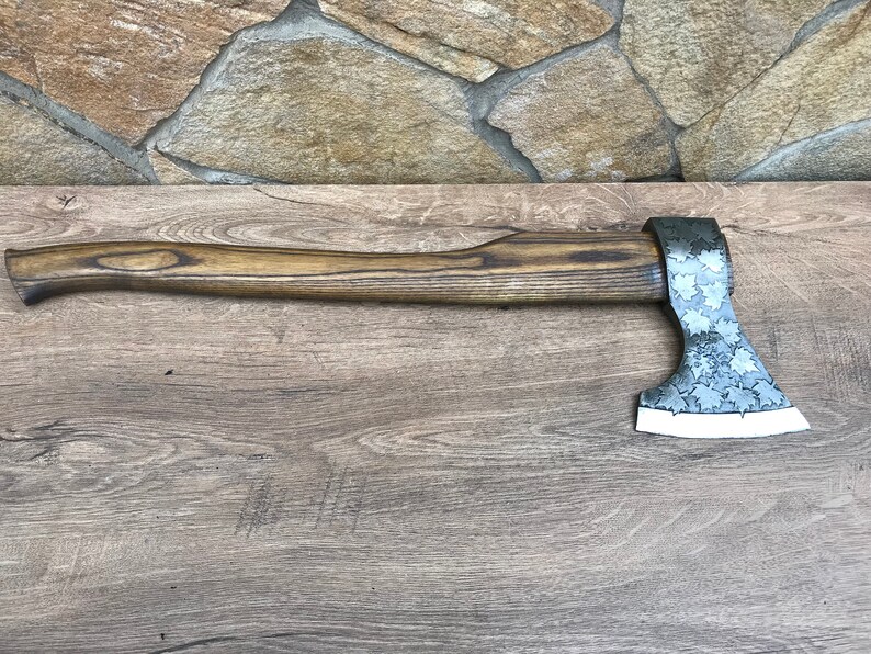 Medieval axe, viking axe, iron gift for him, camping, hiking, hunting, mens gifts, chopping axe, gifts for men, Canadian leaf image 10