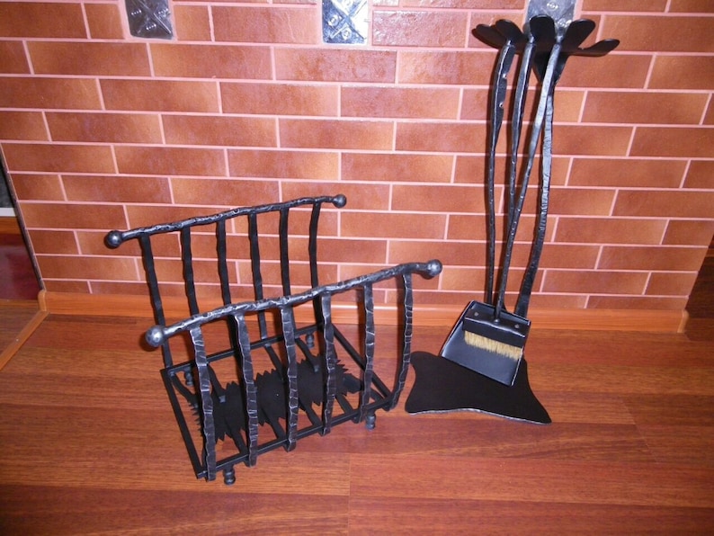 Fireplace tool set firewood holder fireplace accessories Etsy