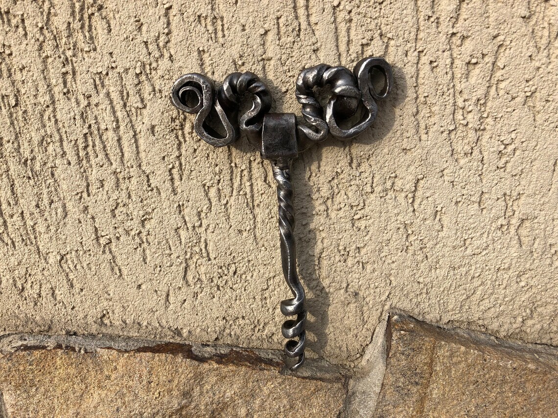Iron Anniversary Gift for Him Wrought Iron Corkscrew Hand Etsy