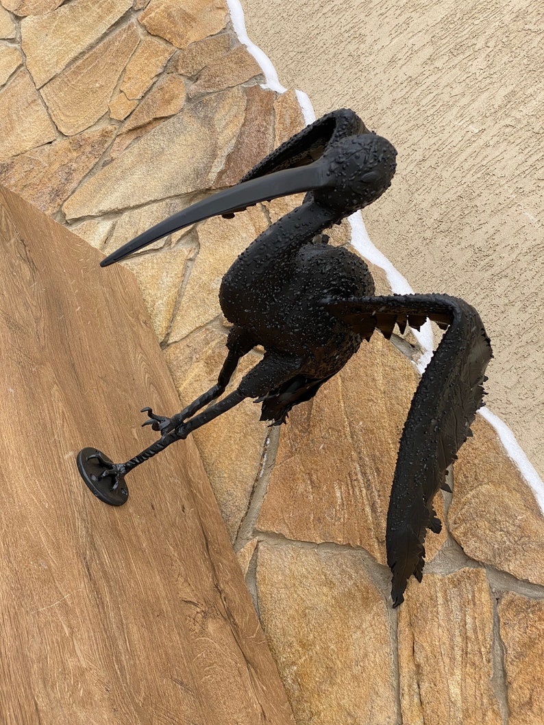 Ibis, garden sculpture, gate decor, iron gift, garden bird, gate topper, iron gift, hand forged bird, birdie,bird lover,sculpture,steel gift image 7