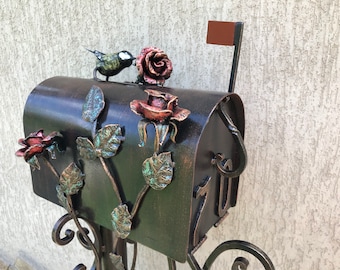 Mailbox, mail box, iron rose, locking mailbox, bird decor, mail boxes, iron gift, house number sign, house number plaque, mail box post, axe