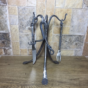 Stainless steel hand forged medieval cutlery set,middle ages cutlery,flatware set,camp equipment,forged cutlery,forged flatware,forged knife