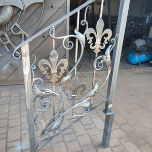 Stair railing, staircase, fleur-de-lis, balcony railing, railing, handrail, groomsman, 11th anniversary, terrace, Christmas, renovation