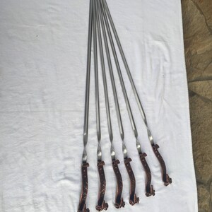 Forged skewers, iron gifts, anniversary gift, grilled meat,grill accessories,metal skewers,barbecue,BBQ,family reunion,picnic,barbecue party image 10