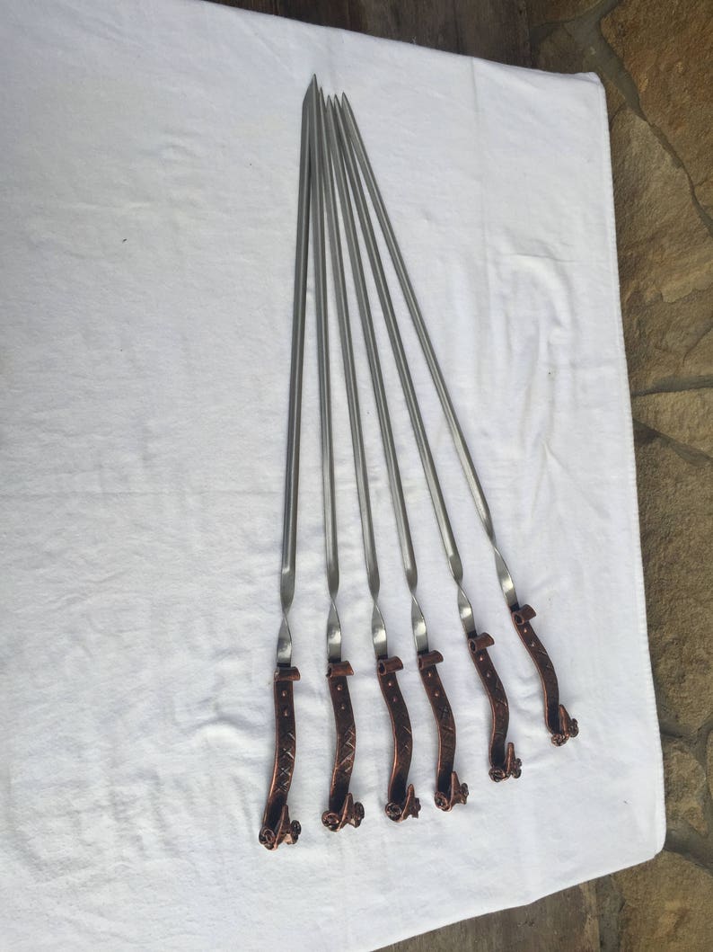 Forged skewers, iron gifts, anniversary gift, grilled meat,grill accessories,metal skewers,barbecue,BBQ,family reunion,picnic,barbecue party image 10