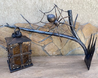 Wall sconce, forest theme, spider, lantern, fairy lantern, magic light, birthday gift, Christmas gift, party decor, porch lamp, sculpture