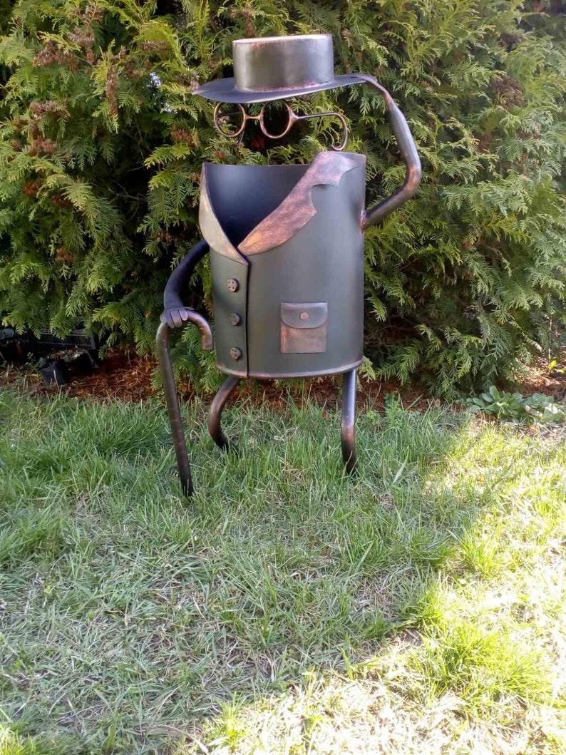 Trash Bin Garbage Can Garden Gnome Garbage Bin Garden Etsy