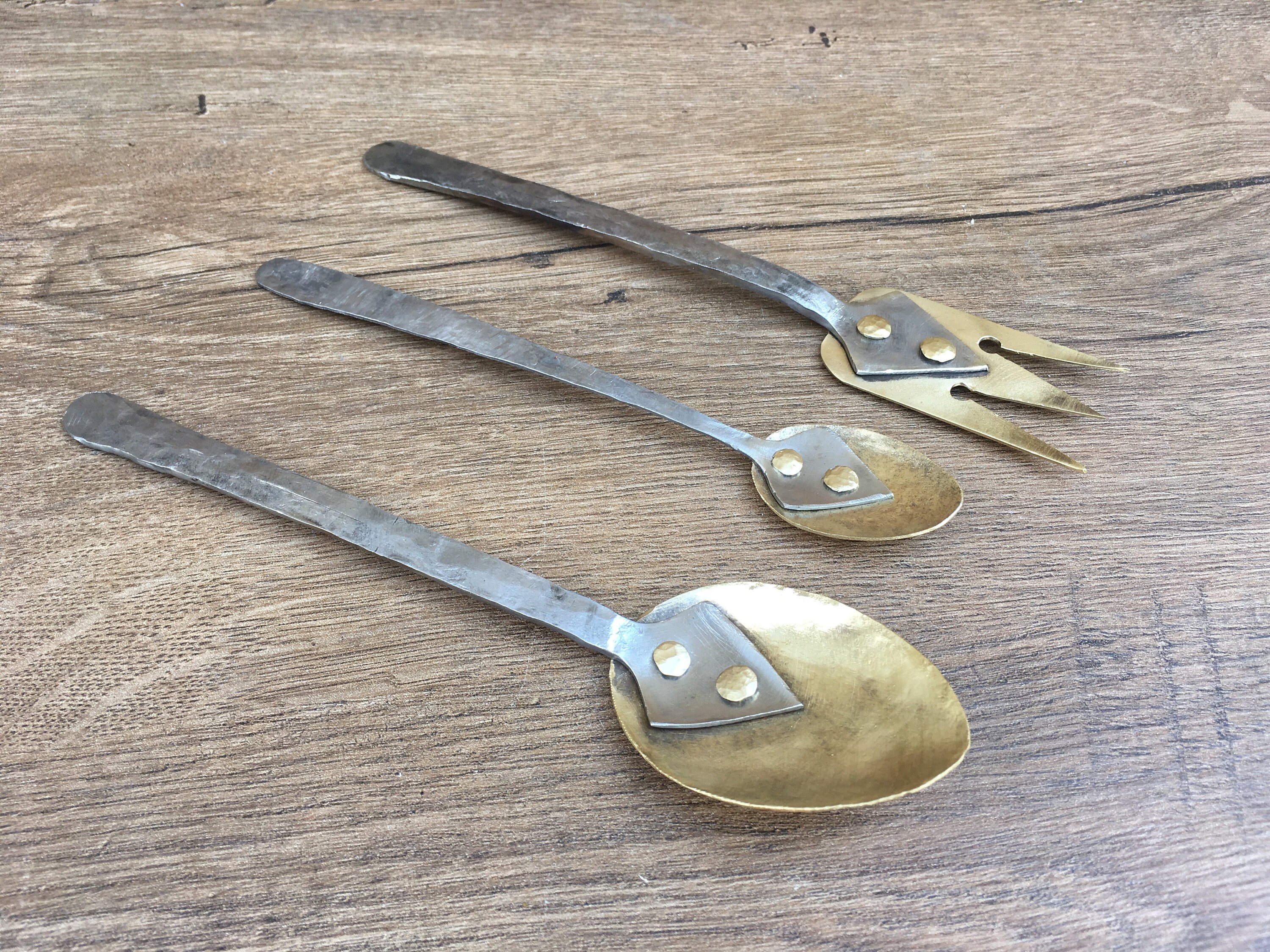 Bronze Cutlery Mid Century Cutlery Midcentury Flatware Set Etsy