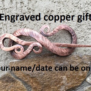 Copper hair pin, copper anniversary, hair clip, hair slide, hair barrette, bun holder, hair jewelry, bridal hair pin, hair stick,copper gift