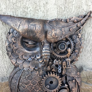 Steampunk uil, steampunk vogel, metalen sculptuur, steampunk beeldje, junk art, steampunk kunst, industriële kunst, steampunk cadeau, steam punk, steampunk afbeelding 9