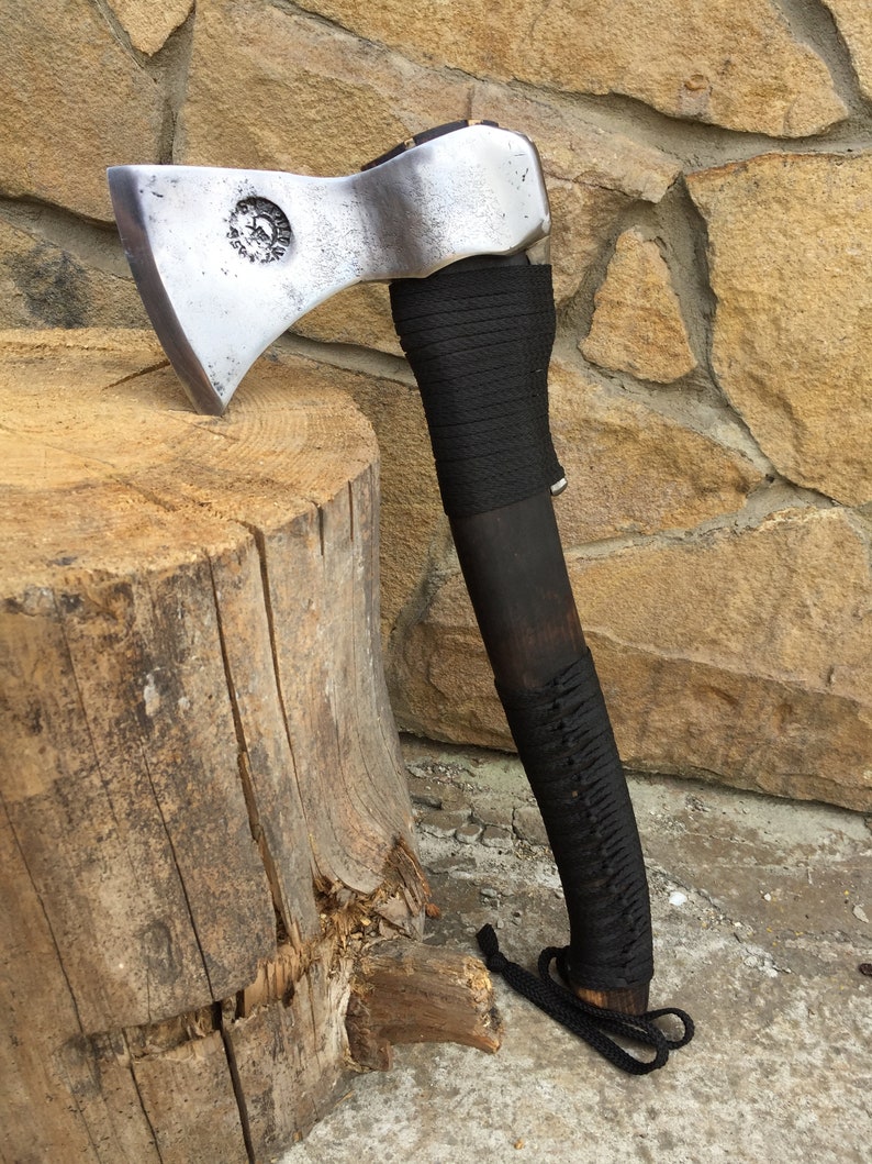 tomahawk viking axe warrior,rustic pagan hatchet,viking weapon,love sign medieval axe Viking axe with leather sheath hatchet mens gifts