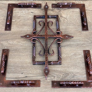 Door decor, rustic door, antique door, grille, grate, grid, Christmas gift, door pull, birthday, anniversary, iron decor, door hardware