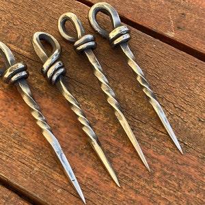 Viking cutlery, stainless steel viking skewers, hand forged skewer, skewer, rustic skewer, medieval skewer, viking dining set, viking fork