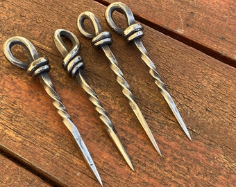 Viking cutlery, stainless steel viking skewers, hand forged skewer, skewer, rustic skewer, medieval skewer, viking dining set, viking fork