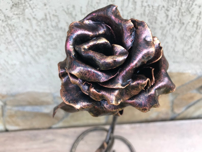 Mother's day gift, forged rose, birthday gift for her, iron rose, iron anniversary gift for her, metal sculpture, wedding anniversary gift image 7