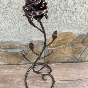 Mother's day gift, forged rose, birthday gift for her, iron rose, iron anniversary gift for her, metal sculpture, wedding anniversary gift image 3