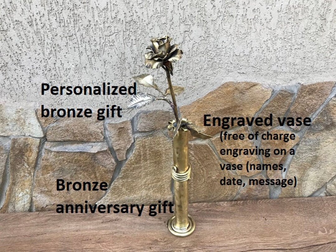 Bronze Rose, Bronze Vase,bronze Gift,bronze Flower,bronze Gift for Wife