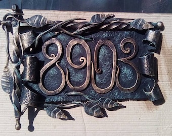 House number sign, house number plaque, fence decor, fence art, medieval, viking, porch, house plate, address number sign,address sign