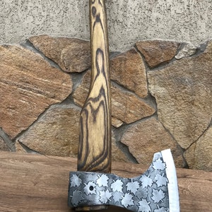 Medieval axe, viking axe, iron gift for him, camping, hiking, hunting, mens gifts, chopping axe, gifts for men, Canadian leaf image 7