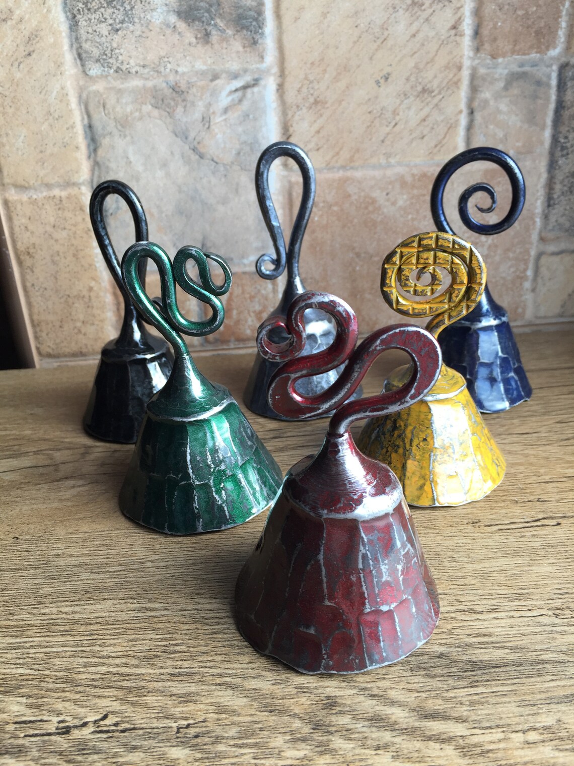 A Set of 6 Bells Iron Bell Hand Bell Wrought Iron Etsy