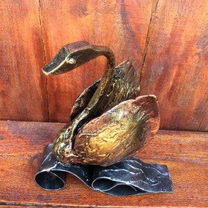 Iron swan, hand forged bird, iron anniversary, anniversary gift, metal art, iron gifts, metal gifts,steel gifts,love sign,sea decor