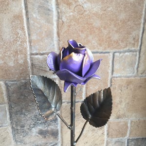 Metal rose, 6th anniversary gift, iron anniversary, hand forged rose, metal sculpture, iron rose, metal roses, forged rose, steampunk, roses