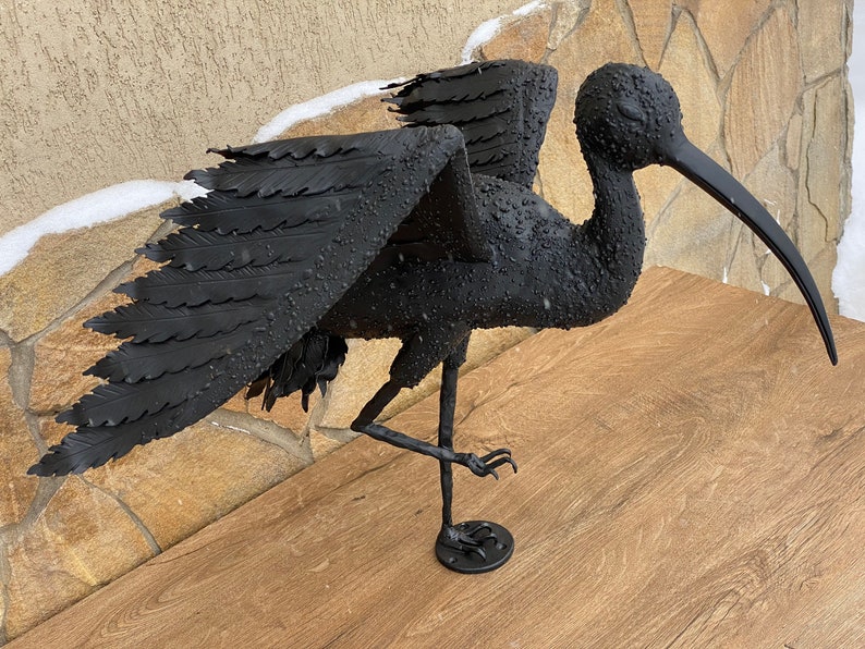 Ibis, garden sculpture, gate decor, iron gift, garden bird, gate topper, iron gift, hand forged bird, birdie,bird lover,sculpture,steel gift image 9