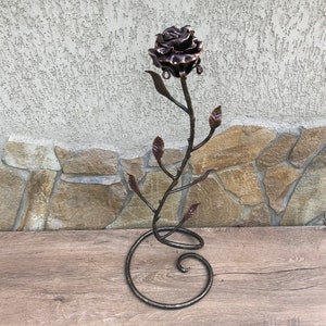 Mother's day gift, forged rose, birthday gift for her, iron rose, iron anniversary gift for her, metal sculpture, wedding anniversary gift image 1