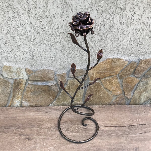 Mother's day gift, forged rose, birthday gift for her, iron rose, iron anniversary gift for her, metal sculpture, wedding anniversary gift